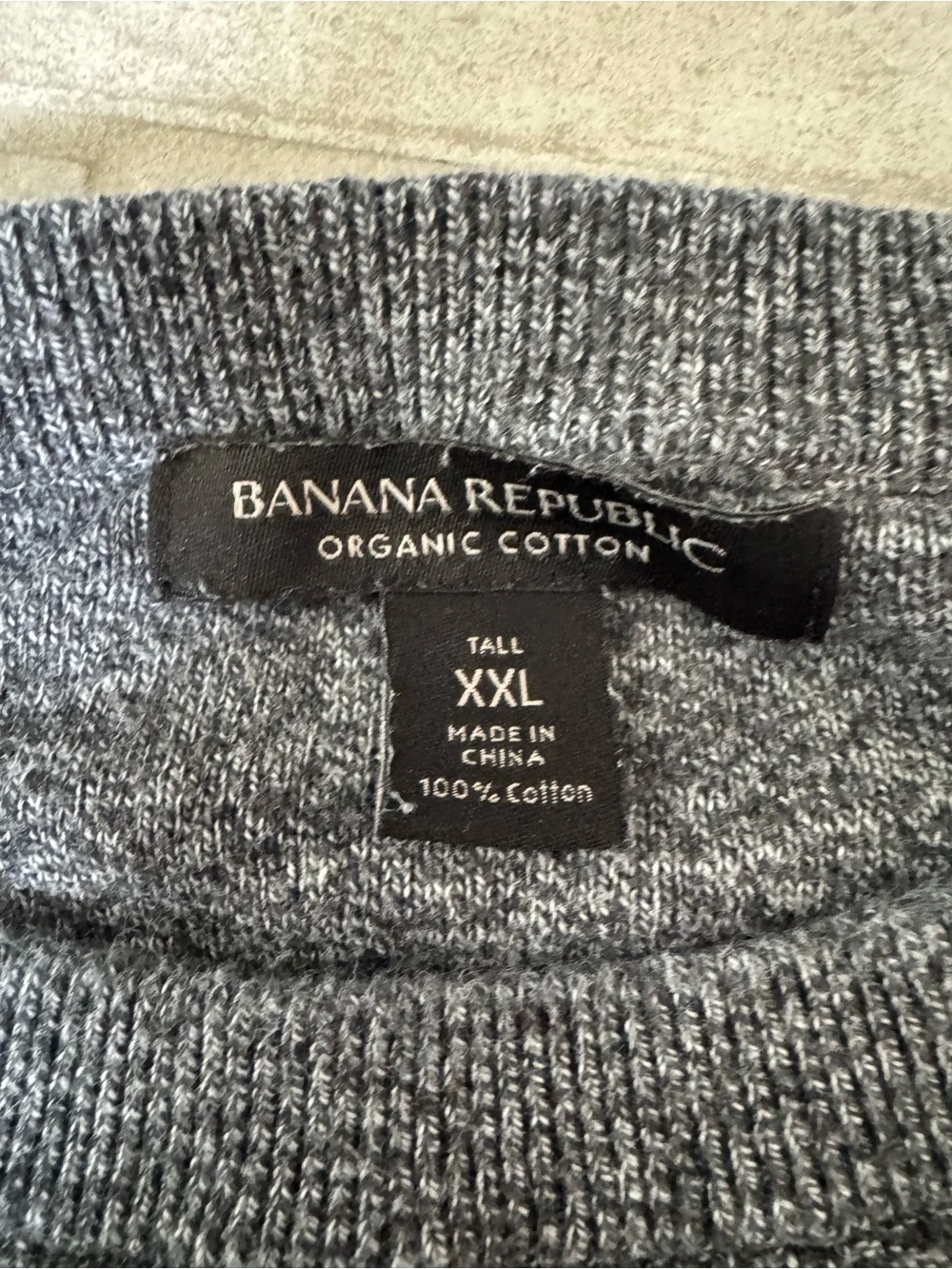 Banana Republic Organic Cotton Sweater XXL Tall Gray Marled Crewneck Minimalist
